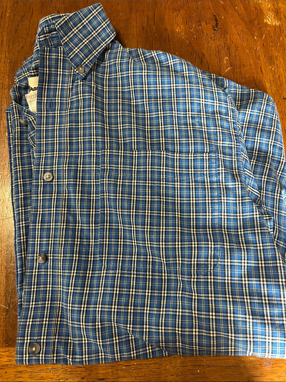 Long sleeve Wrangler Blue Plaid Button-Down Shirt